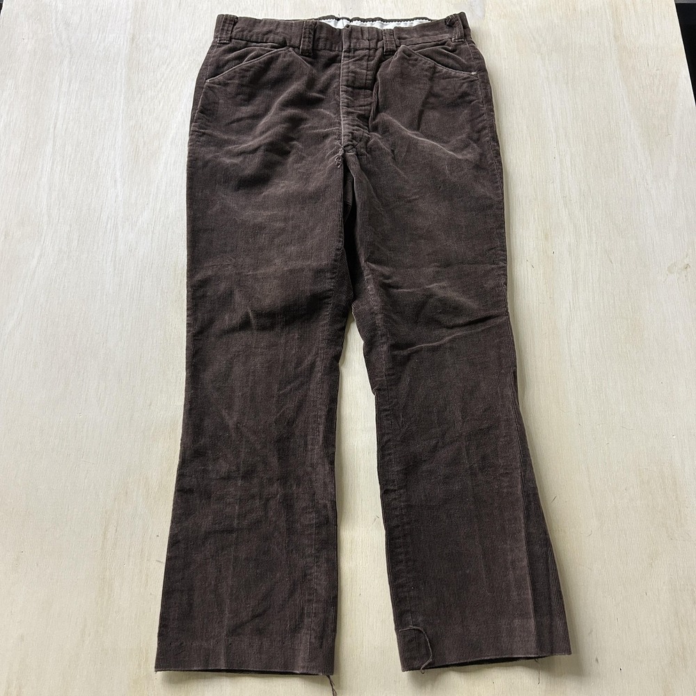 Vintage McGregor Pants Mens 34x30 Brown Corduroy Flat Front Straight Leg Casual